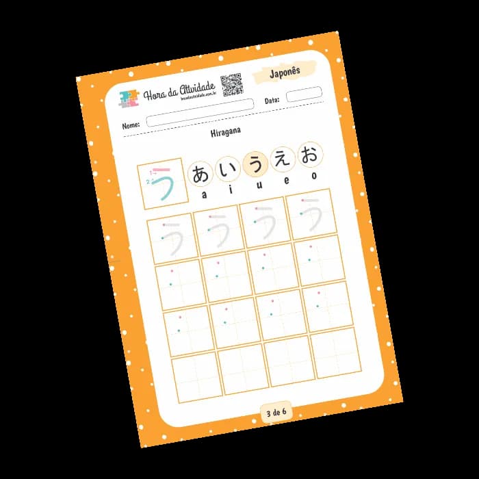 Treino da Letra U em Hiragana